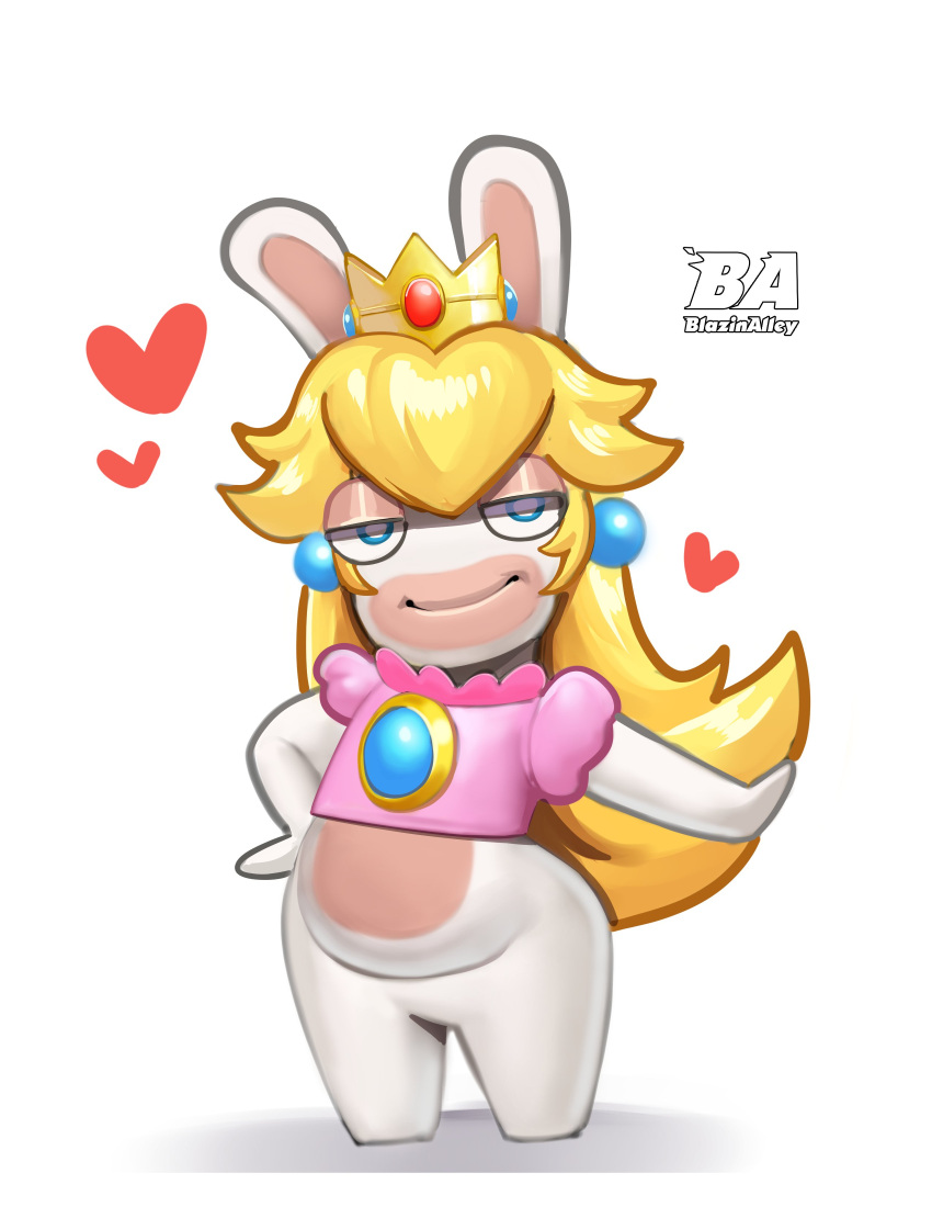 absurd_res anthro blazinahegao blazinalley crossover female hi_res lagomorph mammal mario_bros mario_plus_rabbids_kingdom_battle nintendo rabbid rabbid_peach raving_rabbids rayman_(series) solo ubisoft video_games