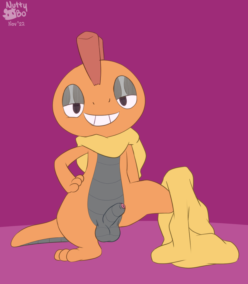 balls clothing erection generation_5_pokemon genitals hair hi_res humanoid_genitalia looking_at_viewer nintendo nude nutty_bo penis pokemon pokemon_(species) presenting scrafty simple_background smile video_games