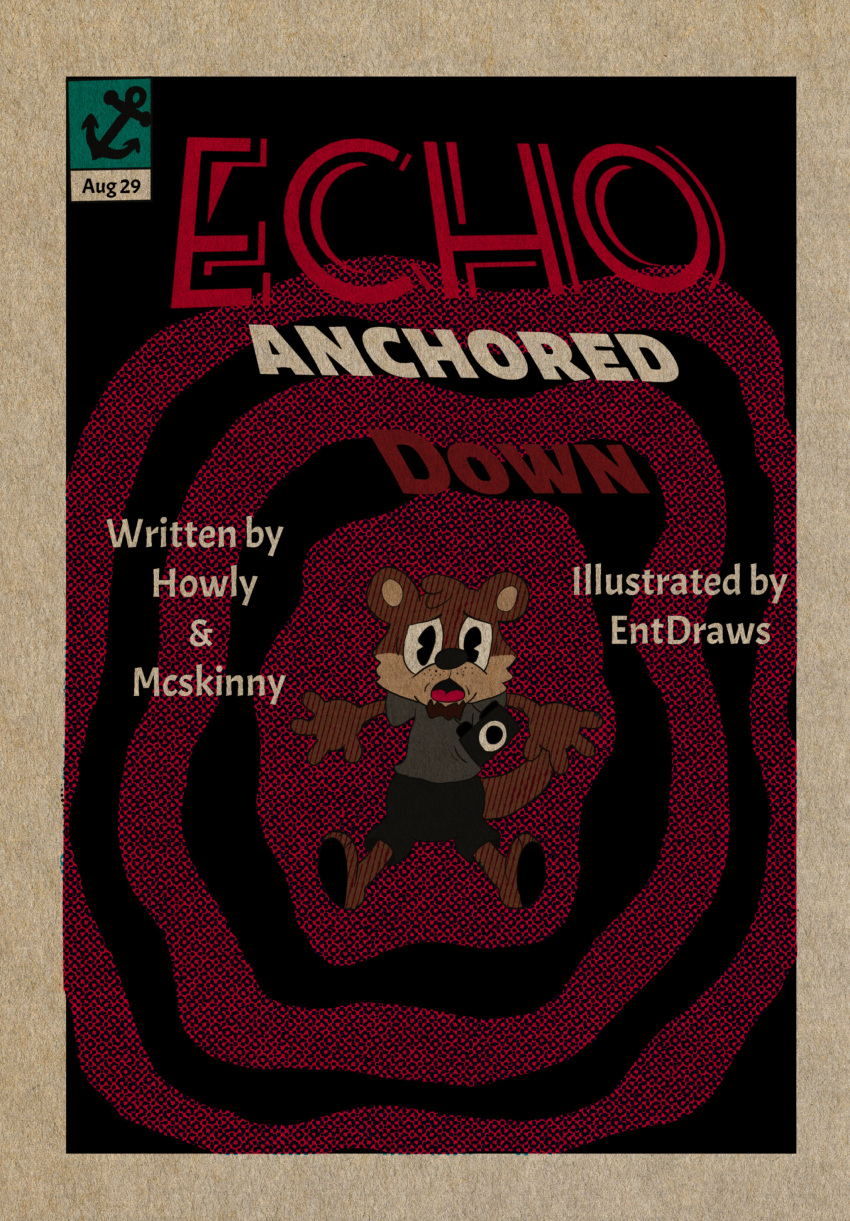 abstract_background absurd_res anthro chase_hunter cover cover_art cover_page echo_(game) echo_(series) echo_project english_text entdraws hi_res lutrine male mammal mustelid rubberhose solo spiral_background text video_games visual_novel