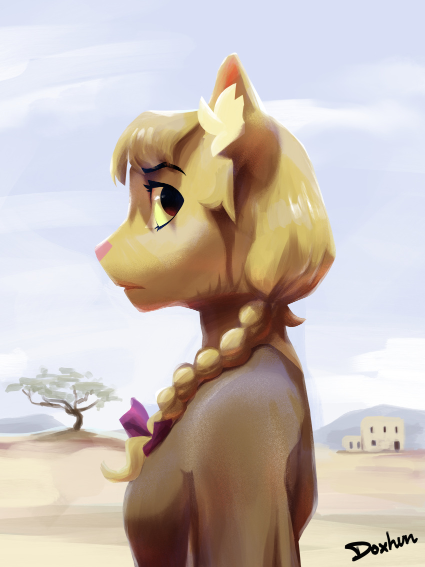 absurd_res anthro bangs bethesda_softworks blonde_hair bow_ribbon braided_hair braided_pigtails bust_portrait clothed clothing colored desert digital_media_(artwork) digital_painting_(artwork) doxhun dress felid female fur hair hammerfell hi_res inner_ear_fluff katia_managan khajiit long_hair looking_aside looking_at_viewer mammal painted_background pink_nose portrait prequel_adventure profile profile_view solo straight_hair the_elder_scrolls tuft video_games webcomic yellow_body yellow_eyes yellow_fur