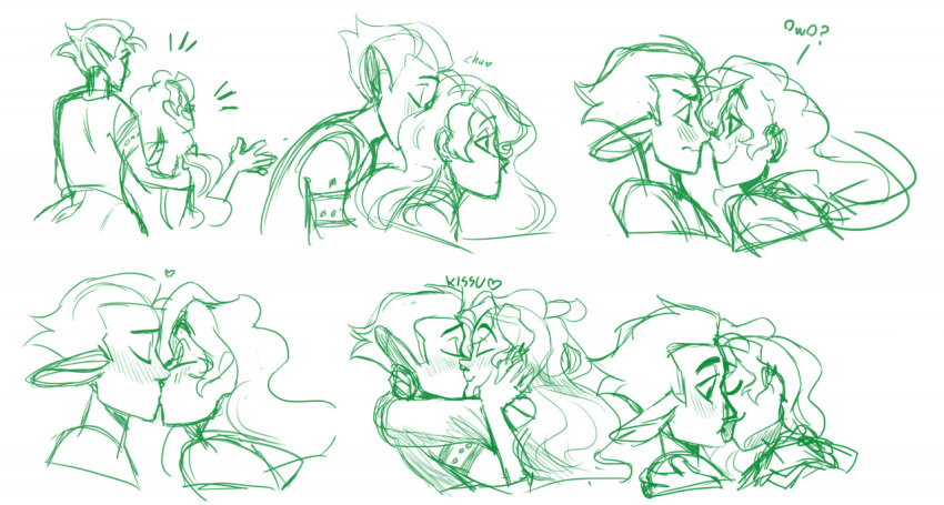 affectionate blush centaur duo equid equid_taur equine eye_contact eyes_closed hair human humanoid humanoid_taur kissing licking long_hair looking_at_another male male/male mammal mammal_taur multiple_scenes octorocktopus percy_(once_in_a_blue_moon) sketch sketch_page sketchy taur tongue tongue_out