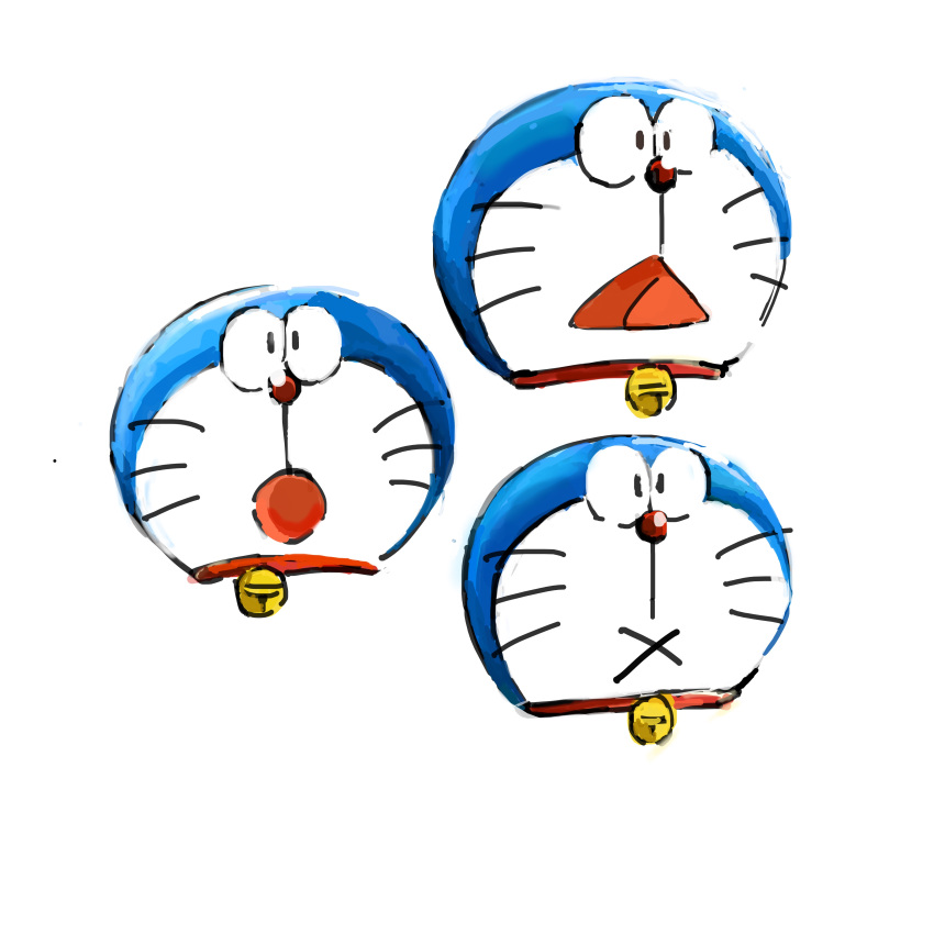 1:1 2020 absurd_res anthro bell blue_body blue_fur collar disembodied_head domestic_cat doraemon doraemon_(character) felid feline felis fur hi_res machine male mammal mouth_closed mt_tg open_mouth red_collar red_nose robot shaded simple_background tongue triangle_mouth whiskers white_background white_body white_fur x_mouth