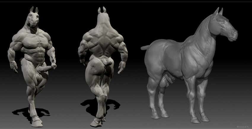 3d_(artwork) abs animal_genitalia animal_penis anthro balls biped digital_media_(artwork) equid equine equine_penis erection feral front_view full-length_portrait genitals hi_res hooves horse laser_(artist) male mammal mouth_closed multiple_images muscular muscular_anthro muscular_male nude pecs penis portrait quadruped rear_view shadow sheath simple_background solo standing three-quarter_view