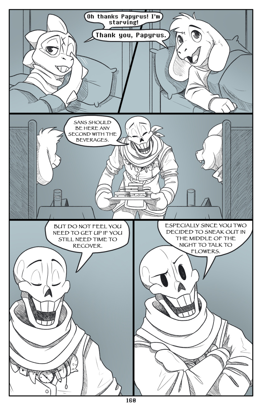 absolutedream absurd_res asriel_dreemurr bone border comic digital_media_(artwork) english_text group hi_res humanoid monochrome monster_kid papyrus_(undertale) skeleton text trio undertale undertale_(series) video_games white_border