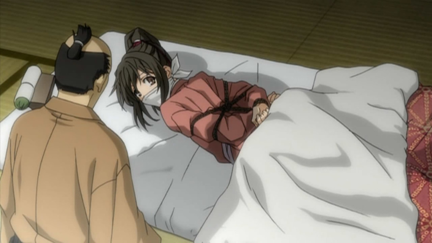 bed bondage cap futon gag hakuouki_shinsengumi_kitan yukimura_chizuru