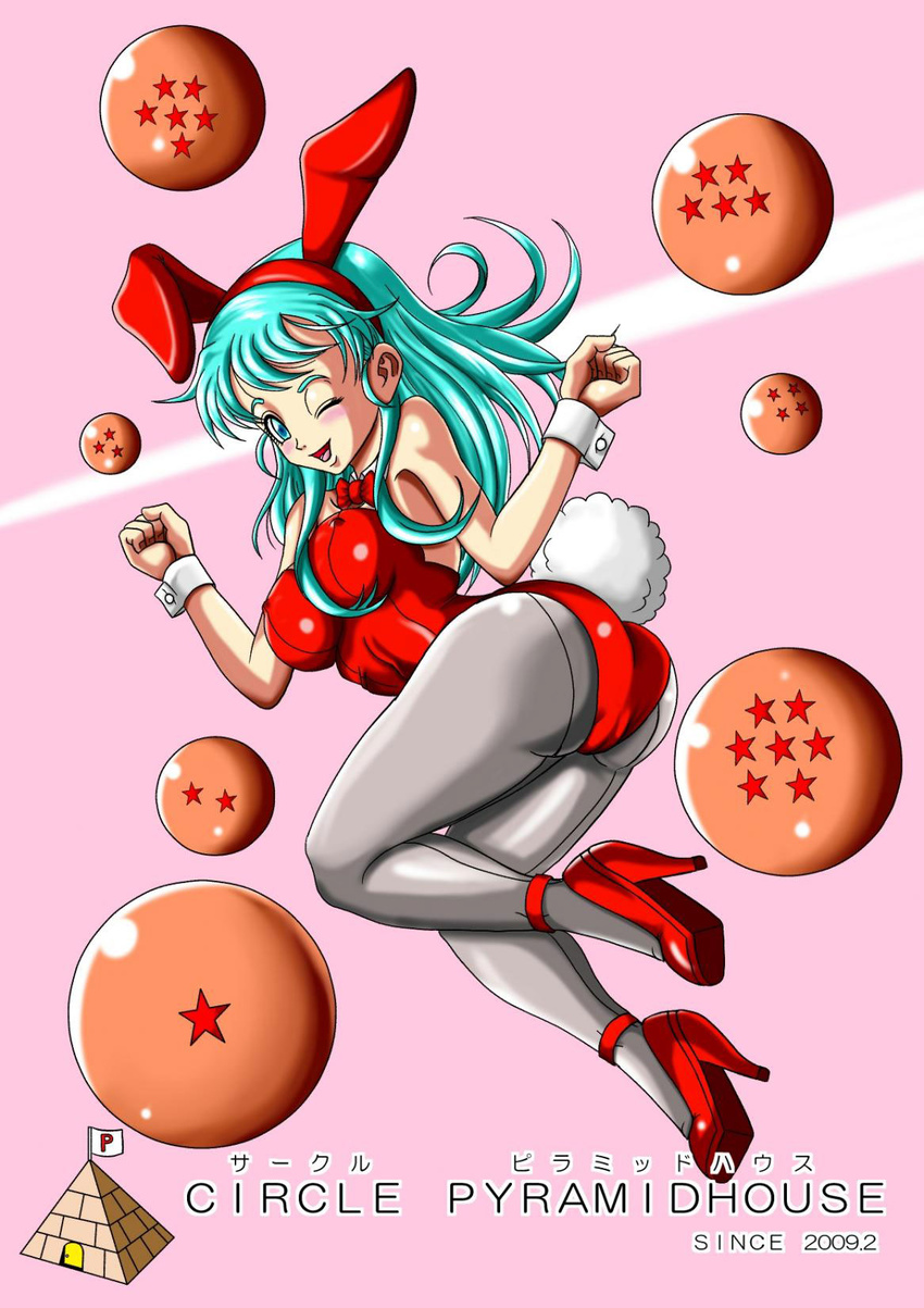 bulma bunny_outfit bunny_suit bunnysuit dragon_ball green_hair high_heels highres shoes