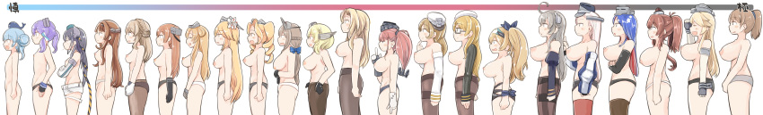 6+girls absurdres ahoge aqua_headwear atlanta_(kancolle) bangs black_gloves black_headwear black_panties black_pantyhose black_ribbon blonde_hair blue_bow blue_hair blunt_bangs bow braid breasts brooklyn_(kancolle) brown_hair bust_chart closed_eyes colorado_(kancolle) completely_nude detached_sleeves double_bun drill_hair earrings elbow_gloves enjaku_izuku flat_chest fletcher_(kancolle) flower french_braid gambier_bay_(kancolle) garrison_cap glasses gloves grey_hair hair_bow hair_bun hair_flower hair_ornament hair_ribbon hairband hat headgear helena_(kancolle) highres honolulu_(kancolle) hornet_(kancolle) houston_(kancolle) intrepid_(kancolle) iowa_(kancolle) jewelry johnston_(kancolle) kantai_collection langley_(kancolle) large_breasts light_brown_hair little_blue_whale_(kancolle) long_hair low_twintails maryland_(kancolle) massachusetts_(kancolle) medium_breasts medium_hair multicolored_clothes multicolored_gloves multicolored_hair multiple_girls northampton_(kancolle) nude panties panties_under_pantyhose pantyhose partially_fingerless_gloves ponytail purple_hair ranger_(kancolle) red_hair ribbon sagging_breasts samuel_b._roberts_(kancolle) saratoga_(kancolle) scamp_(kancolle) short_hair shorts side_braids side_ponytail small_breasts smokestack_hair_ornament south_dakota_(kancolle) star_(symbol) star_earrings streaked_hair topless translation_request twin_drills twintails two_side_up underwear underwear_only washington_(kancolle) whale white_flower white_gloves white_hair white_panties white_shorts wide_image
