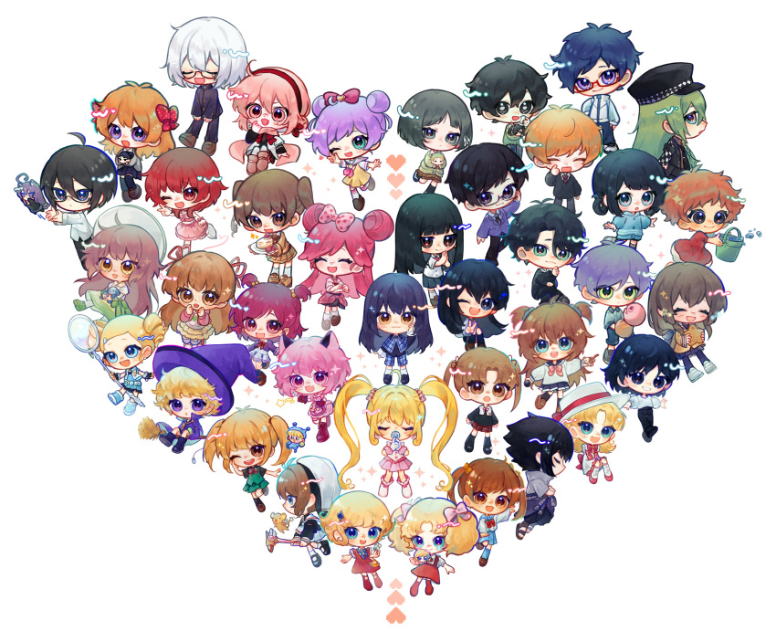 6+boys 6+girls absurdres acchi_kocchi animal_ears annotation_request ashita_no_nadja black_eyes black_hair black_pants black_skirt blonde_hair blue_eyes blue_hair boater_hat bow broom brown_hair bucket cake cardcaptor_sakura cat_ears character_doll character_request clannad commentary copyright_request crossover double_bun dress enomoto_takane food fujisaki_nagihiko fuuin_no_tsue gake_no_ue_no_ponyo gakuen_alice gekkan_shoujo_nozaki-kun glasses goutokuji_miyako green_eyes hair_bow hair_bun hair_ribbon hairband hana_no_ko_lunlun hat heart highres holding holding_microphone holding_wand howl_(howl_no_ugoku_shiro) howl_no_ugoku_shiro ibuki_fuuko ichinomiya_eruna idol kagerou_project kero kinomoto_sakura kokonose_haruka long_hair long_sleeves lunlun manaka_lala mermaid_melody_pichi_pichi_pitch mew_ichigo microphone mikagura_gakuen_kumikyoku minami_kaede miniwa_tsumiki mirumo momomiya_ichigo multiple_boys multiple_crossover multiple_girls n_(jyanmao) nadja_applefield nanami_lucia naruto_(series) ninomiya_shigure nozaki_umetarou otonashi_io pants partially_annotated pink_bow pink_hair pleated_skirt ponyo powerpuff_girls_z pretty_(series) pripara red_bow red_hairband ribbon rolling_bubbles sakura_chiyo sakura_mikan school_uniform short_hair short_sleeves shugo_chara! simple_background skirt symbol-only_commentary tokyo_mew_mew tomoeda_elementary_school_uniform twintails uchiha_sasuke very_long_hair wagamama_fairy_mirumo_de_pon! wand white_background white_footwear white_hair witch_hat yellow_dress