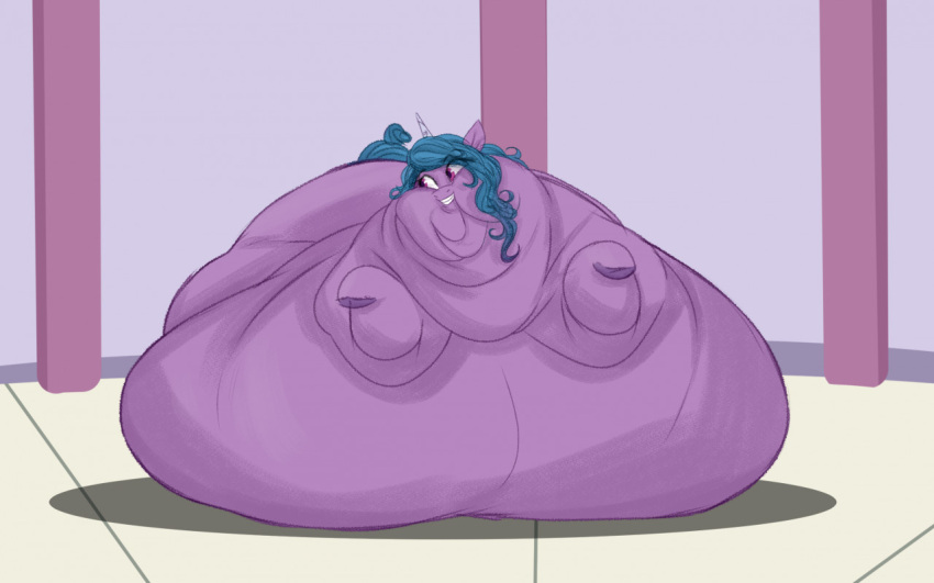 16:10 2022 astr0zone belly big_belly blue_hair blue_mane blue_tail chubby_cheeks digital_media_(artwork) equid equine female feral hair hasbro hooves horn hyper hyper_belly izzy_moonbow_(mlp) long_hair mammal mane mlp_g5 morbidly_obese morbidly_obese_female morbidly_obese_feral my_little_pony obese obese_female obese_feral overweight overweight_female overweight_feral purple_body purple_eyes purple_hooves smile solo unicorn widescreen