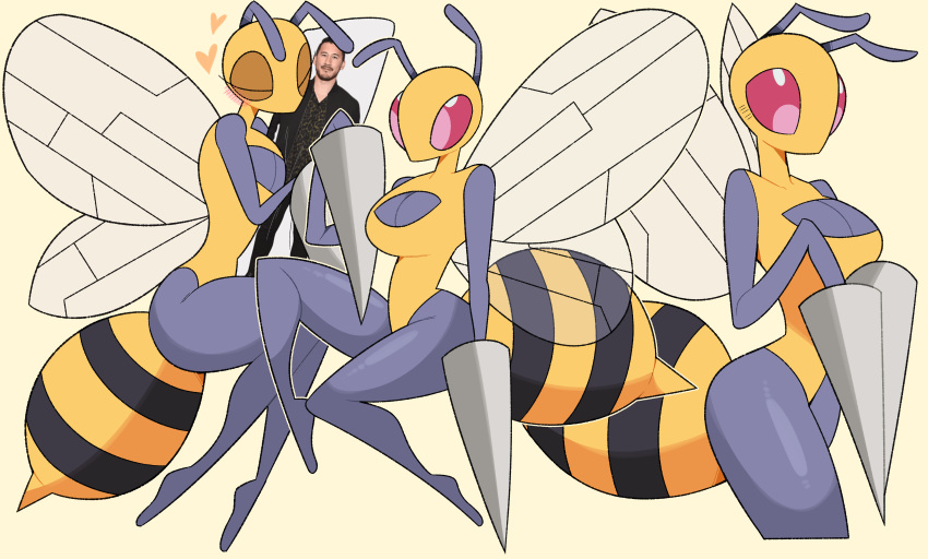 &lt;3 absurd_res antennae_(anatomy) anthro anthrofied arthropod arthropod_abdomen beedrill body_pillow breasts cleavage_cutout digital_media_(artwork) female generation_1_pokemon grey_body hi_res hugging_pillow hymenopteran idolomantises infatuation insect insect_wings markiplier nintendo photo pillow pokemon pokemon_(species) pokemorph red_eyes solo stinger video_games wings yellow_body