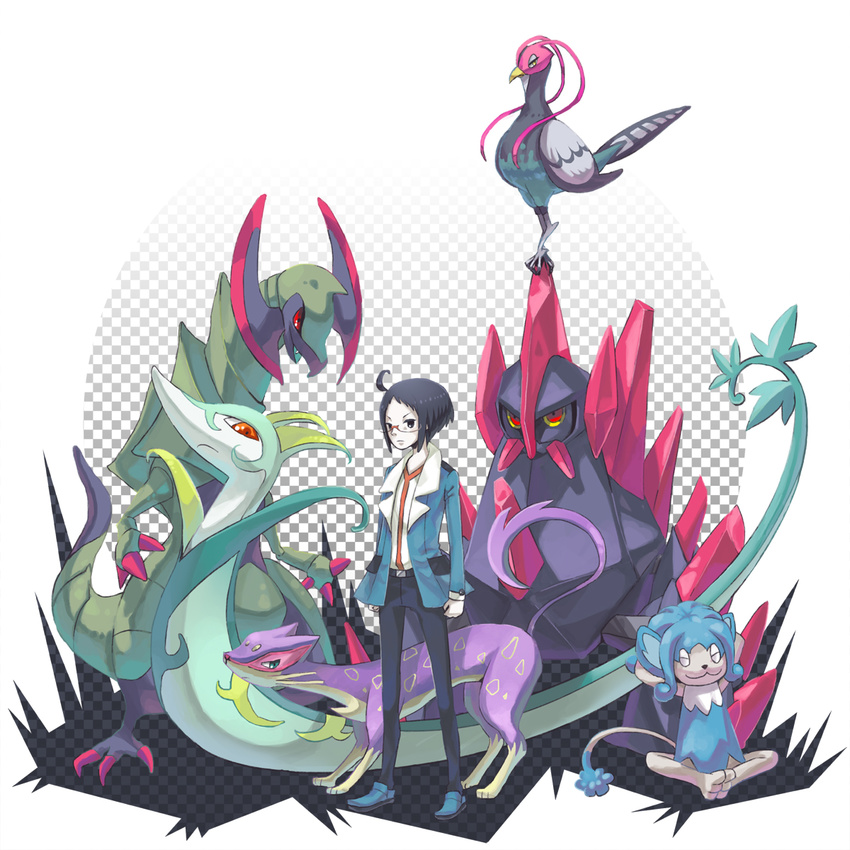 cheren_(pokemon) gigaiasu highres hiyakki jaroda kenhorou liepard okabe ononokusu pokemon pokemon_(game) pokemon_black_and_white pokemon_bw reparudasu serperior simipour