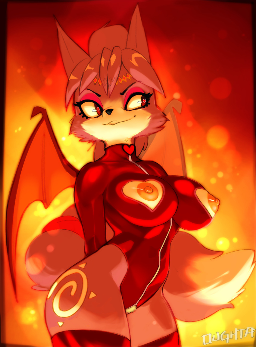 &lt;3 &lt;3_eyes 2021 anthro bat_wings big_breasts blue_body blue_fur breasts canid canine clothed clothing crotchless_clothing crotchless_leotard demon digital_media_(artwork) female fox fur hi_res krystal legwear leotard mammal membrane_(anatomy) membranous_wings nintendo nipple_outline nipples oughta pubes shaded solo star_fox thigh_highs video_games wings