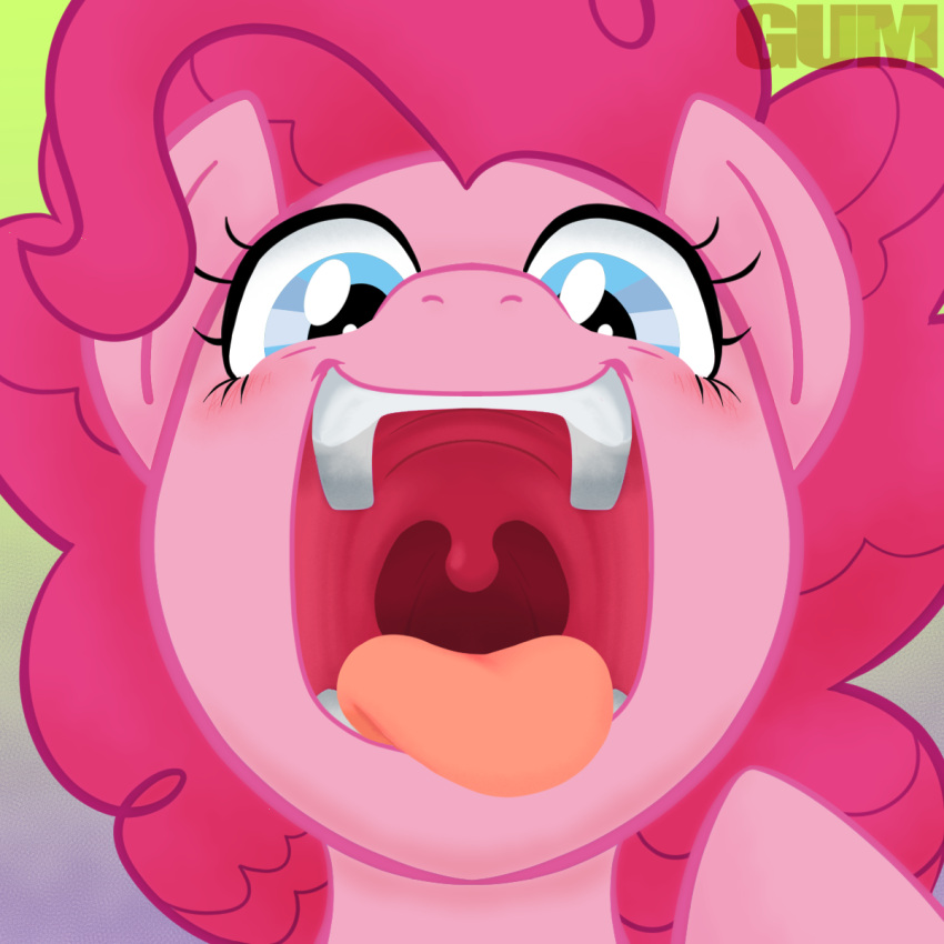 2022 blue_eyes earth_pony equid equine female feral friendship_is_magic fur gaping_mouth gum-k hair hasbro hi_res horse mammal mouth_shot my_little_pony open_mouth open_smile pink_body pink_fur pink_hair pinkie_pie_(mlp) pony smile solo tongue tongue_out uvula