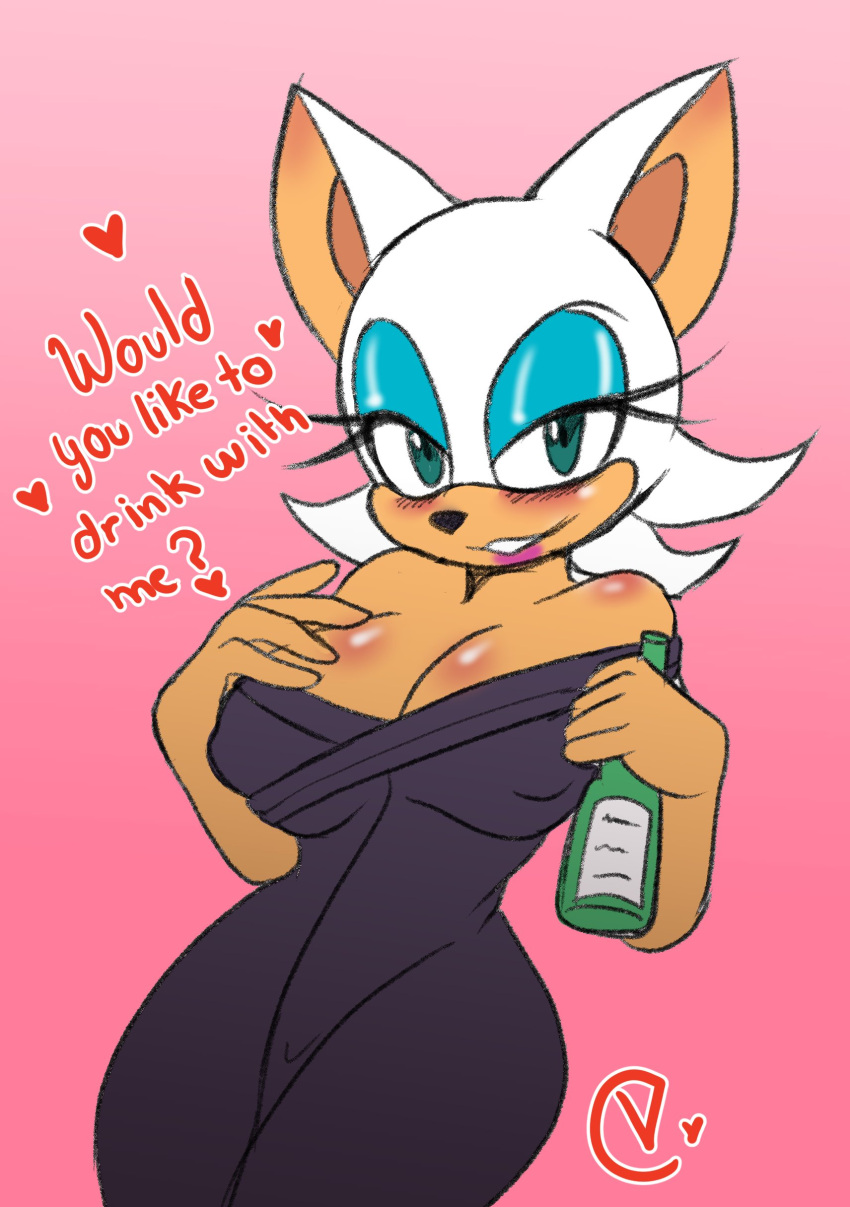 absurd_res drunk female fever_venus_(artist) flirting_with_viewer hi_res rouge_the_bat sega sonic_the_hedgehog_(series) substance_intoxication text