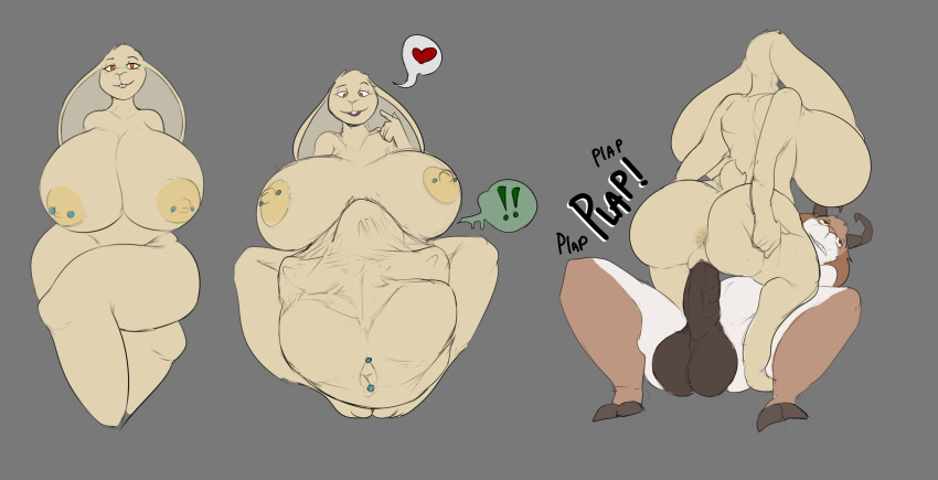 &lt;3 absurd_res after_vore ambiguous_gender ambiguous_prey anthro anus balls big_balls big_breasts big_butt bovid breasts buckteeth butt caprine curvy_figure detailed_navel digestion duo erection exclamation_point female female/ambiguous female_pred floppy_ears genitals goat hi_res huge_balls huge_breasts huge_butt lagomorph leporid long_ears male male/female mammal navel navel_piercing nipple_piercing nipples penis piercing plap pussy rabbit sequence smile teeth thick_thighs vaginal voluptuous vore yerbabuena