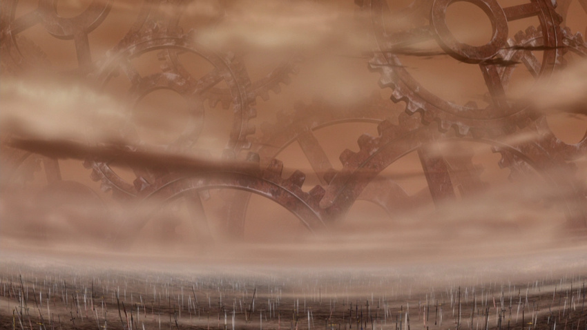 fate/unlimited_blade_works fate_(series) gears landscape no_humans scenery sword type-moon unlimited_blade_works weapon