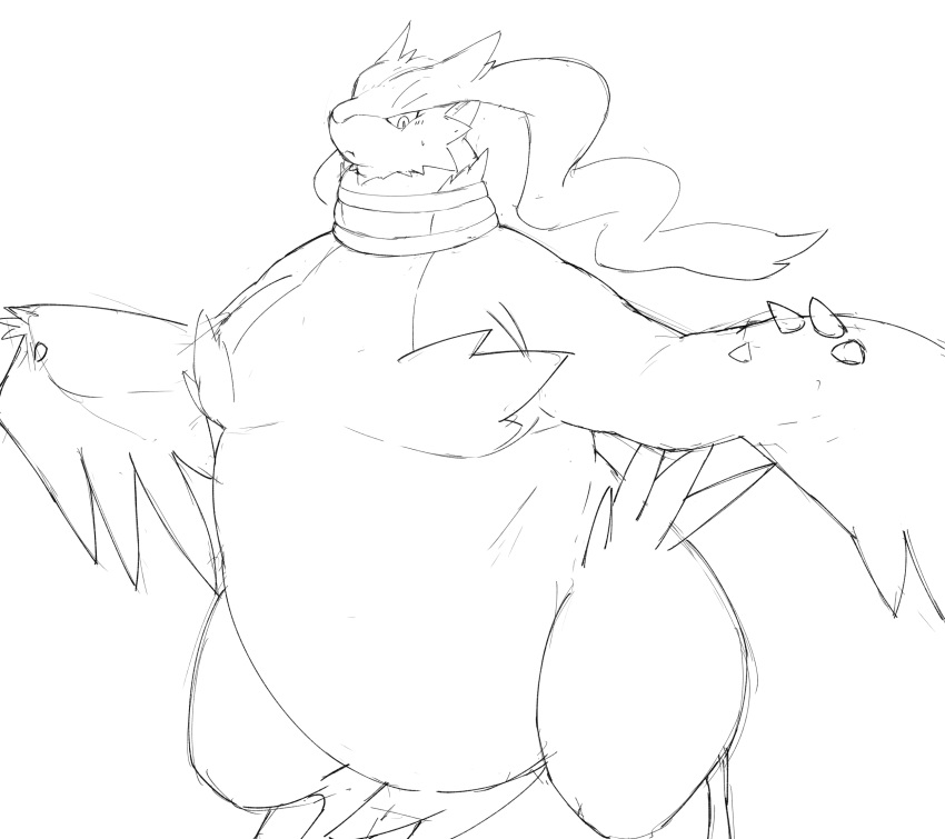 ambiguous_gender belly claws feral generation_5_pokemon hi_res legendary_pokemon morbidly_obese morbidly_obese_ambiguous morbidly_obese_feral nintendo obese obese_ambiguous obese_feral overweight overweight_ambiguous overweight_feral pokemon pokemon_(species) reshiram sketch solo video_games weight_gain white_belly white_body zephy_03