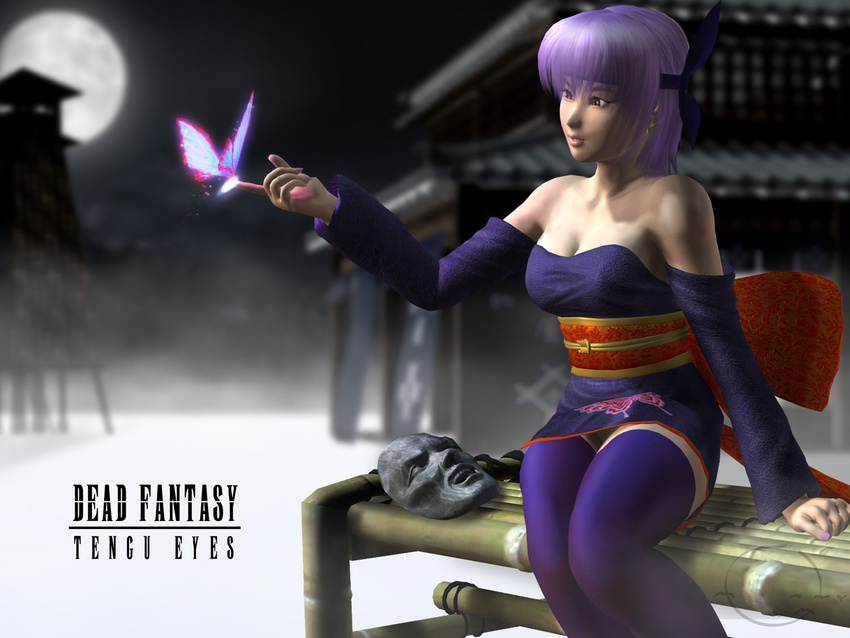 ayane ayane_(doa) dead_fantasy dead_or_alive highres monty_oum ninja official_art purple_hair tecmo