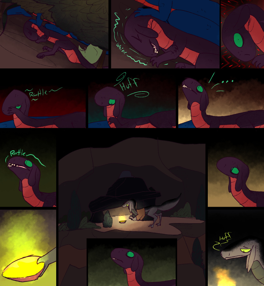 comic dinosaur dragon dragonscape dream drekir dromaeosaurid female feral forl_(thepatchedragon) group hi_res hiker_(thepatchedragon) jat_(thepatchedragon) male night nightmare post-apocalyptic ralan_(thepatchedragon) reptile rick_(thepatchedragon) scalie shrine sleeping text thepatchedragon theropod tribal tribal_clothing waking_up