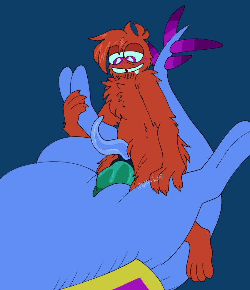 anthro blue_penis chimeracocks duo female genitals green_penis herm hi_res humanoid intersex intersex/female looking_back male male/male penetration penis penis_tentacles size_difference star_nomad sylvia_(wander_over_yonder) tentacles vaginal vaginal_penetration wander zbornak