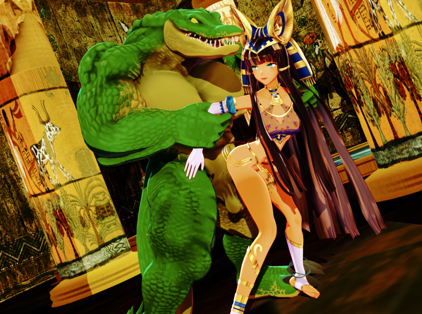 3d_(artwork) ambiguous_penetration anthro anthro_penetrating anthro_penetrating_human balls breasts clothed clothing crocodile crocodilian crocodylid digital_media_(artwork) duo egyptian_clothing erection female female_penetrated genitals hi_res human human_on_anthro human_penetrated interspecies league_of_legends male male/female male_penetrating male_penetrating_female malicekira mammal mmd muscular muscular_male nude penetration penile ramesses_ii_(moeoh_ex) renekton reptile riot_games scalie sex skimpy video_games