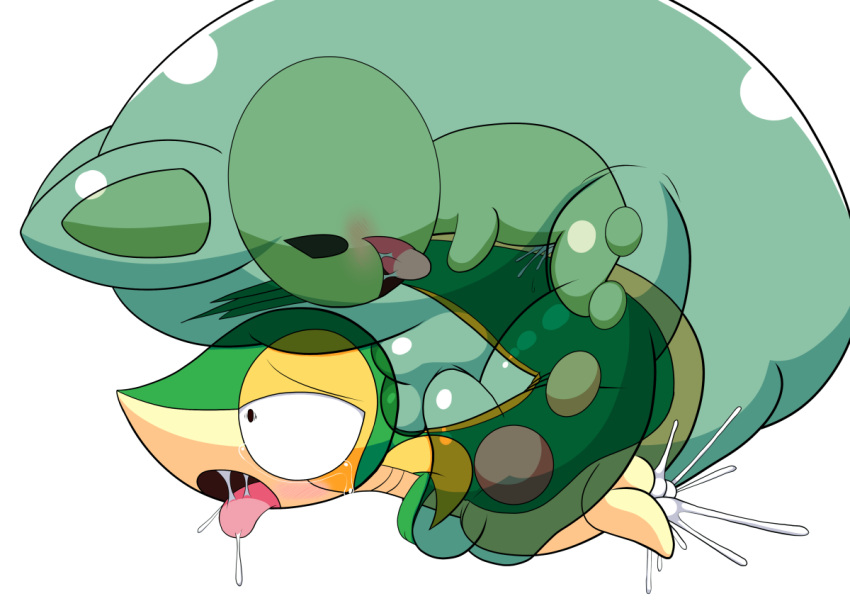 ahegao blush bodily_fluids bound cidea cum cum_from_mouth cum_in_mouth cum_inside dominant dominant_male double_penetration drooling duo female forced from_behind_position generation_5_pokemon genital_fluids larger_male looking_pleasured male male/female nintendo orgasm penetration pokemon pokemon_(species) reuniclus saliva sex size_difference smaller_female smile snivy submissive submissive_female surprise tears video_games