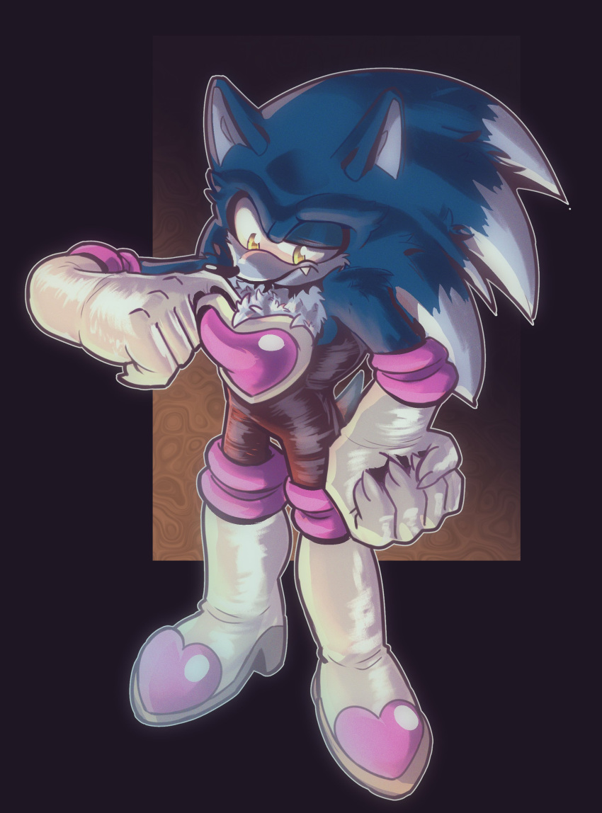 absurd_res anthro clothed clothing cosplay costume crossdressing eulipotyphlan fangs gloves handwear hedgehog hi_res legwear male mammal rouge_the_bat sega skinsuit solo sonic_the_hedgehog sonic_the_hedgehog_(series) sonic_the_werehog sonic_unleashed tight_clothing were wereeulipotyphlan werehog