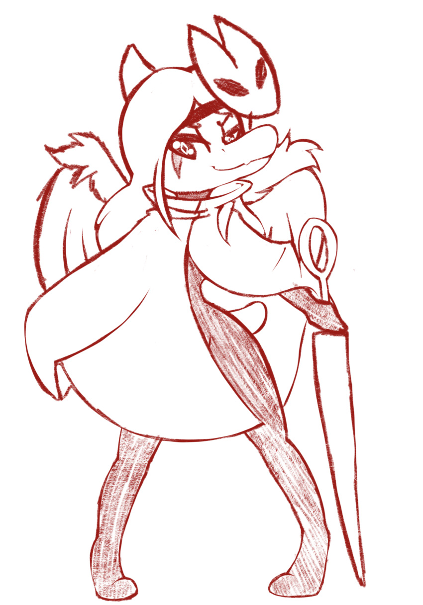 anthro clothed clothing cosplay crossover dinosaur fang_(gvh) feathered_wings feathers female full_body_suit goodbye_volcano_high hair hi_res hollow_knight hornet_(hollow_knight) long_hair long_snout looking_at_viewer mask melee_weapon monochrome pterodactylus pterosaur reptile scalie shinkaku sketch snoot_game_(fan_game) snout solo sword team_cherry video_games weapon wings