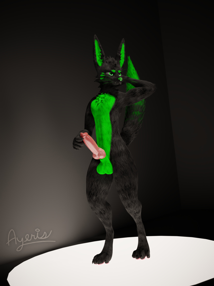 3d_(artwork) absurd_res anonymous_artist balls belly big_balls big_butt big_knot big_penis black_body black_fur black_tail black_whiskers butt canid canine canis digital_media_(artwork) dominant dominant_male fur fur_markings genitals green_balls green_belly green_body green_ears green_eyes green_fur green_nose green_sheath green_tail green_tail_tip green_whiskers hi_res knot male mammal markings paw_on_penis pawpads paws penis pinup pose posing_for_picture rexouium simple_background simple_markings solo solo_focus standing thick_thighs wade_black were werecanid werecanine werewolf wolf
