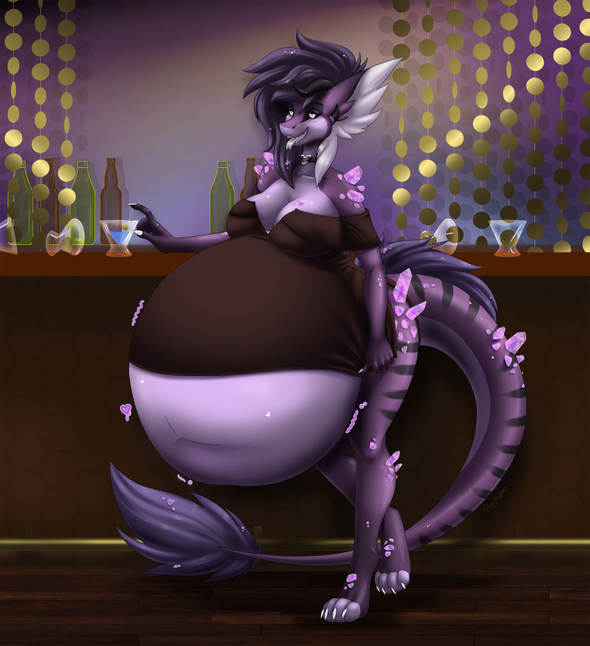 absurd_res bar belly cocktail_dress dragon female full hi_res predator_(disambiguation) sound_fx vore