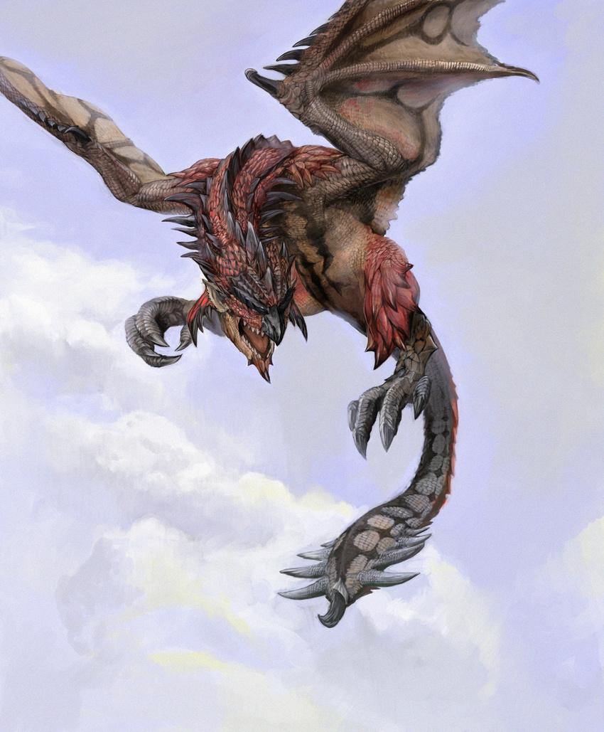 capcom cloud clouds dragon flight flying highres mh monster monster_hunter rathalos sky wings wyvern