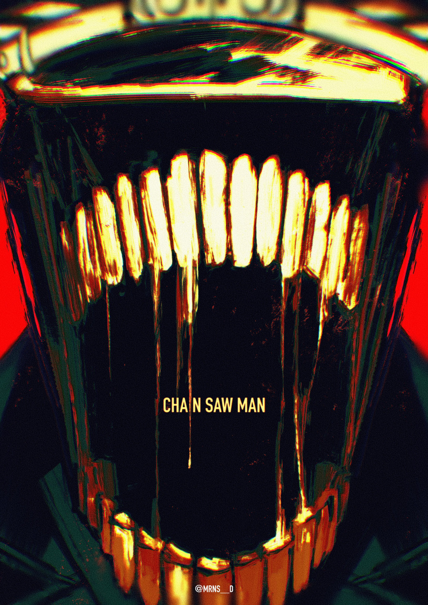 1boy absurdres black_coat chainsaw_man coat facing_viewer hat highres katana_man_(chainsaw_man) military_hat mrns_d no_eyes open_mouth red_background saliva simple_background solo teeth twitter_username