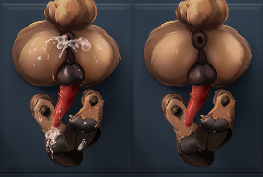 animal_genitalia animal_penis anthro balls capreoline cervid cervine_penis fur genitals hi_res mammal mavricoos nude penis reindeer solo wall_(structure) ych_(character)