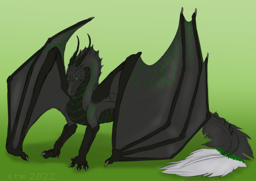 black dragon feral green male sketch solo wings zhekathewolf ztw2022