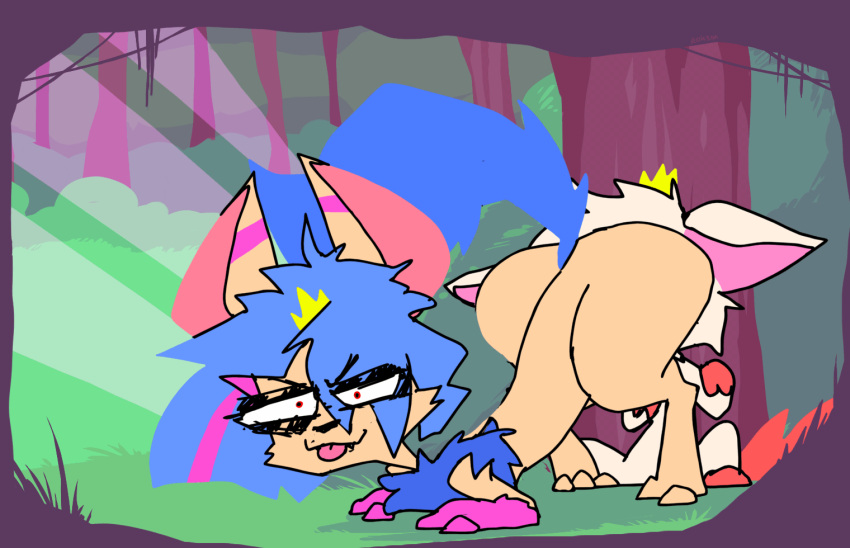 animated butt_in_face canid crown dialogue duo facesitting female feral forced forest humiliation insult male male/female mammal plant roksim sparkledog story story_in_description tree wide_hips