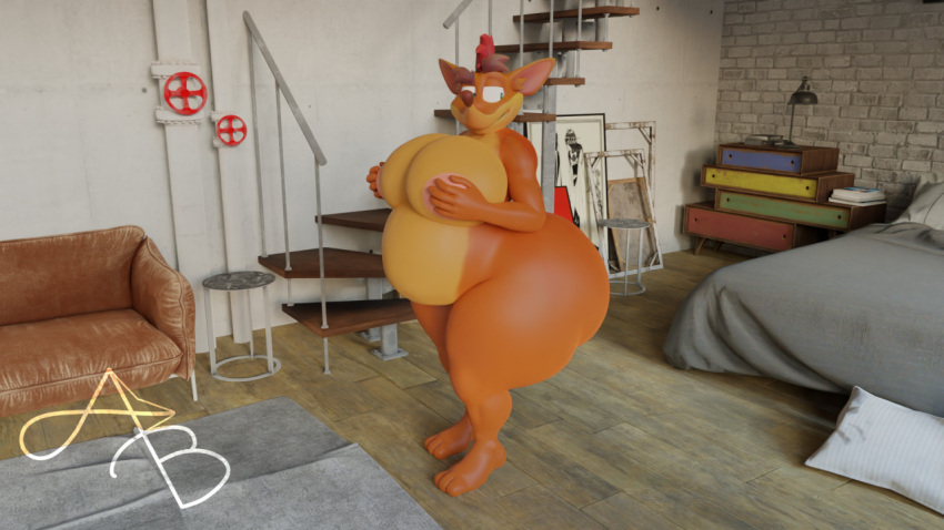 activision anthro bandicoot belly big_breasts big_butt blender_(software) bloated bloated_stomach breast_grab breast_play breast_squish breasts busty_boy butt crash_bandicoot crash_bandicoot_(series) exposed_breasts fracturedlightning girly green_eyes hand_on_breast holding_breast inside intersex looking_away looking_back male maleherm mammal marsupial morbidly_obese morbidly_obese_anthro morbidly_obese_male multicolored_body nipples nude obese obese_anthro obese_male orange_body overweight overweight_anthro overweight_male presenting presenting_hindquarters rtx_on solo squish thick_thighs two_tone_body video_games wide_hips