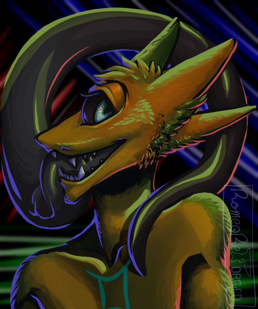 1_eye 4_ears abstract_background ambiguous_gender anthro blue_pupils dark_sclera gemini_(symbol) gemini_the_sergal hi_res incubusromeo long_tongue multi_ear pupils sergal solo tongue