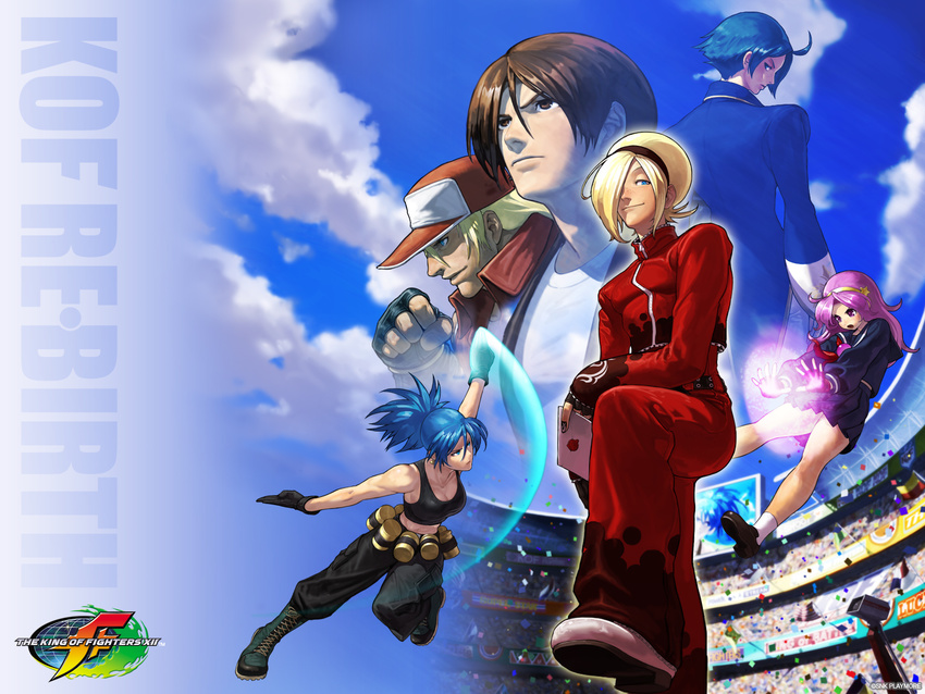 asamiya_athena ash_crimson elisabeth_blanctorche highres king_of_fighters king_of_fighters_xii kusanagi_kyo kusanagi_kyou leona_heidern official_art ogura_eisuke snk terry_bogard