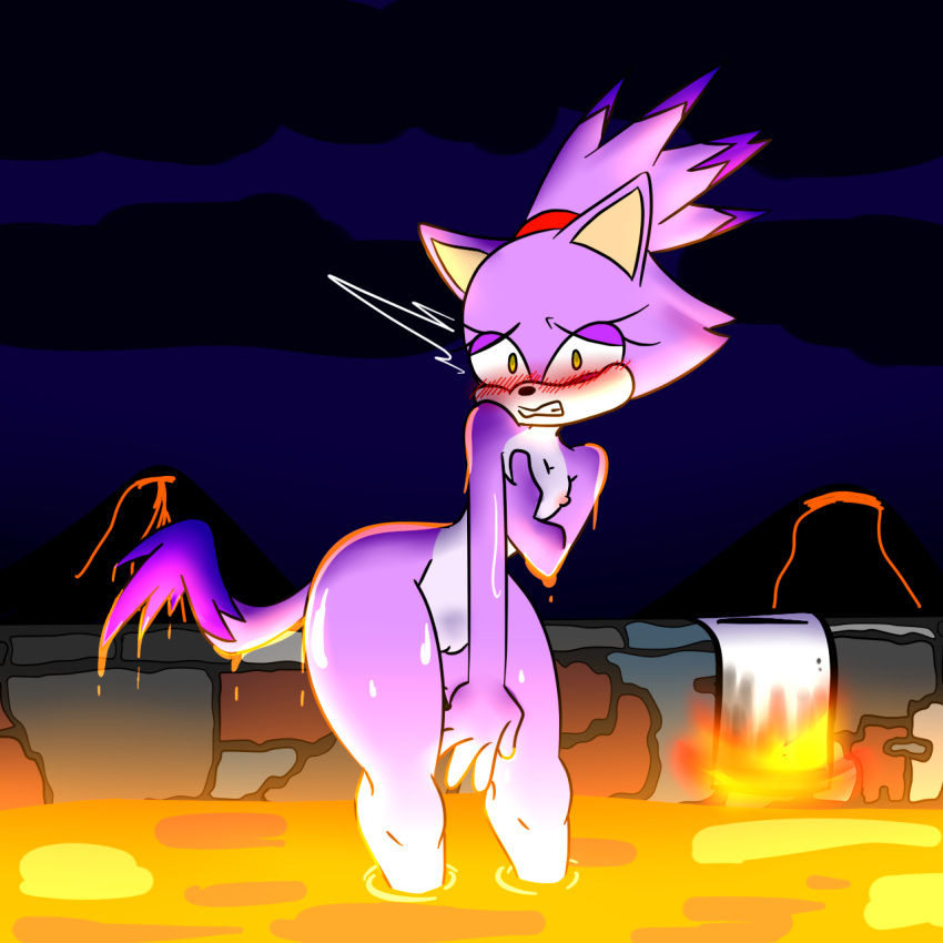 2022 anthro blaze_the_cat blush breasts digital_drawing_(artwork) digital_media_(artwork) embarrassed embarrassed_nude_anthro felid feline female fur genitals hi_res idw_publishing ima_thing mammal nipples nude purple_body purple_fur pussy sega shy simple_background solo sonic_the_hedgehog_(comics) sonic_the_hedgehog_(idw) sonic_the_hedgehog_(series) video_games