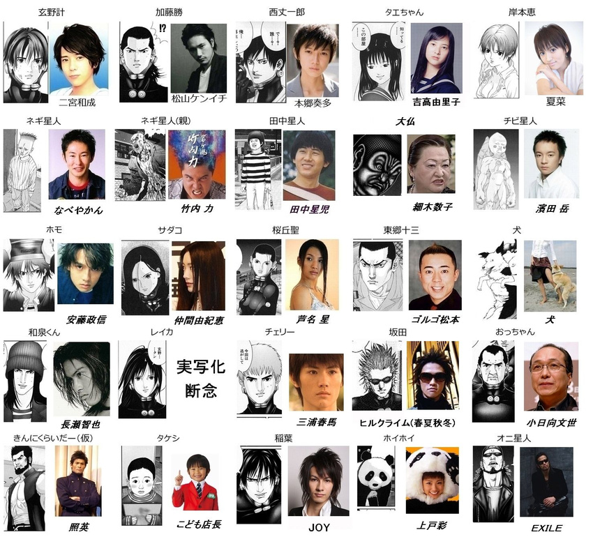 actor cast gantz highres hoi_hoi hojo_masanobu inaba_kouki izumi_shion katoh_masaru kaze_daizaemon kishimoto_kei kurono_kei live_action masaru_kato movie nishi_jouichirou photo real sakata_kenzo sakurai_hiroto sakuraoka_sei shimoira_reika suzumura_sadayo takeshi_(gantz) tanaka_alien