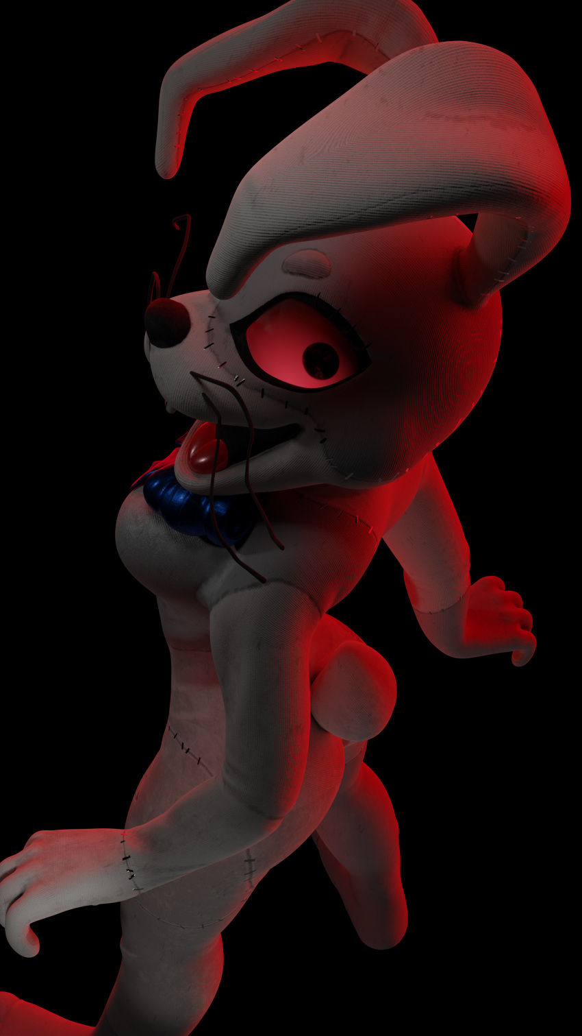 absurd_res anthro big_ears big_eyes bow_ribbon curvy_figure female five_nights_at_freddy's five_nights_at_freddy's:_security_breach fluffy fluffy_tail gynomorph hare hi_res high-angle_view hourglass_figure huge_filesize intersex lagomorph leporid looking_back mammal momonokoko rabbit scottgames solo stitch_(sewing) vanny vanny_(fnaf) video_games whiskers