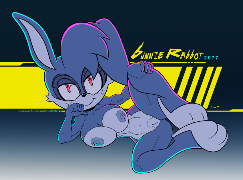 abs absurd_res anthro archie_comics big_breasts breasts bunnie_rabbot cybernetics cyberpunk_2077 cyberpunk_edgerunners cyborg female hi_res lagomorph leporid machine mammal mobian_monster muscular muscular_female nude pinup pose rabbit sega smile solo sonic_the_hedgehog_(archie) sonic_the_hedgehog_(comics) sonic_the_hedgehog_(series) thick_thighs