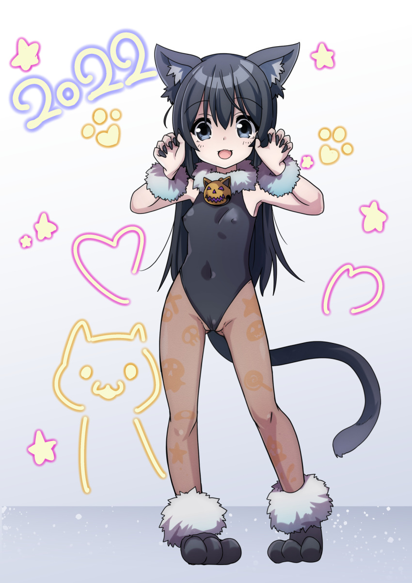 2022 animal_humanoid black_clothing black_hair black_leotard black_tail blue_eyes cat_humanoid chsim662iawh7ai clothed clothing digital_media_(artwork) felid felid_humanoid feline feline_humanoid female hair halloween hi_res holidays humanoid legwear leotard light_body light_skin looking_at_viewer mammal mammal_humanoid nails pose sharp_nails solo stockings