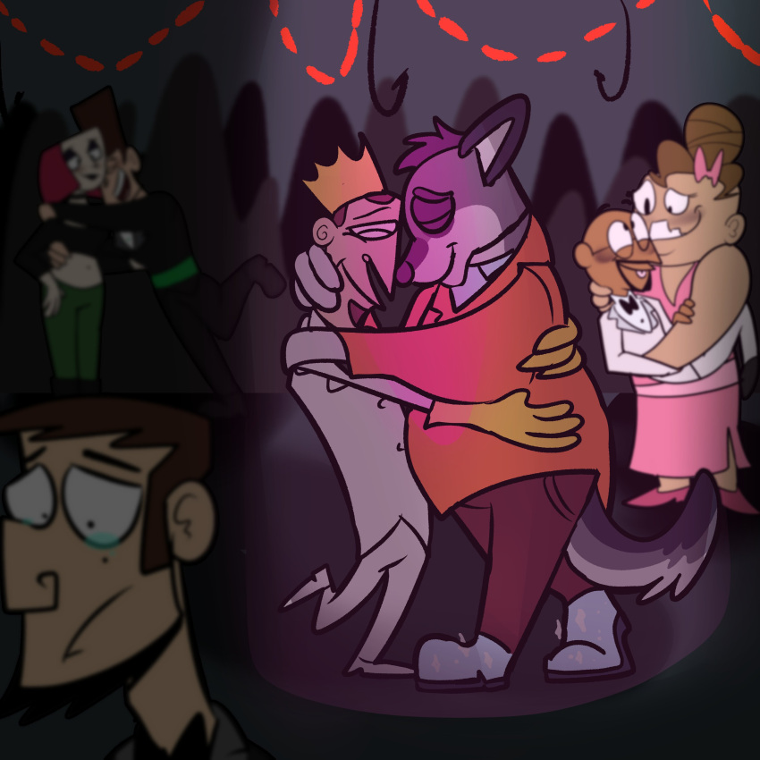 1:1 abraham_lincoln_(clone_high) absurd_res anthro blush bodily_fluids bow_tie cinnamon_j._scudworth clothing crowd crown crying dance_floor danny_phantom depression duo embrace emotional_damage eyewear facial_hair female food fur group hair hi_res hook hug human human_on_anthro interspecies joan_of_arc_(clone_high) john_f._kennedy_(clone_high) lonely mahatma_gandhi male male/female male/male mammal marie_curie_(clone_high) meat meat_hook nickelodeon passionate prom rejection romantic romantic_couple sad sausage scudwulf silhouette silly_face sir_wulfington_(scudwulf) slightly_chubby solo spotlight suit tears teenager virginity wulf_(danny_phantom) young