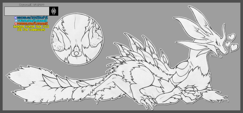 2022 absurd_res border capcom claws detailed dragon duo embrace eyes_closed female feral fingers from_front_position fur genitals grey_border hi_res horn hug human kayasamix leviathan_(mh) line_art lizard lying male male/female mammal mizutsune monochrome monster monster_hunter on_back open_mouth penetration pussy reptile reverse_missionary_position scalie sex simple_background spread_pussy spreading tongue tongue_out toony vaginal vaginal_penetration video_games