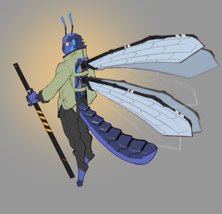 2022 3_toes 4_fingers anthro arthropod beetle clothed clothing digital_media_(artwork) elateroid faint feet fingers firefly insect solo toes wings yellow_eyes