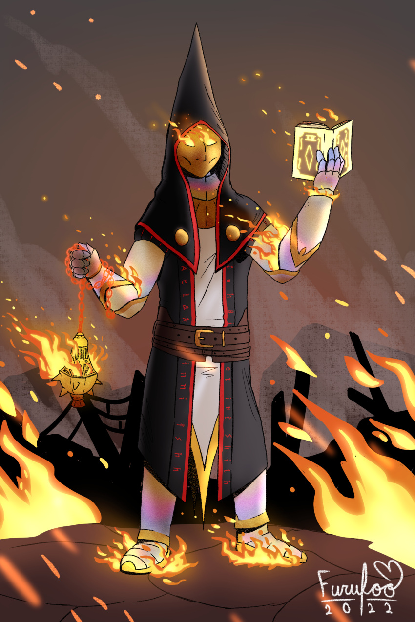 2:3 character clothing concept_art fire furufoo hi_res invalid_tag mask priest religion robe tabletop_rpg