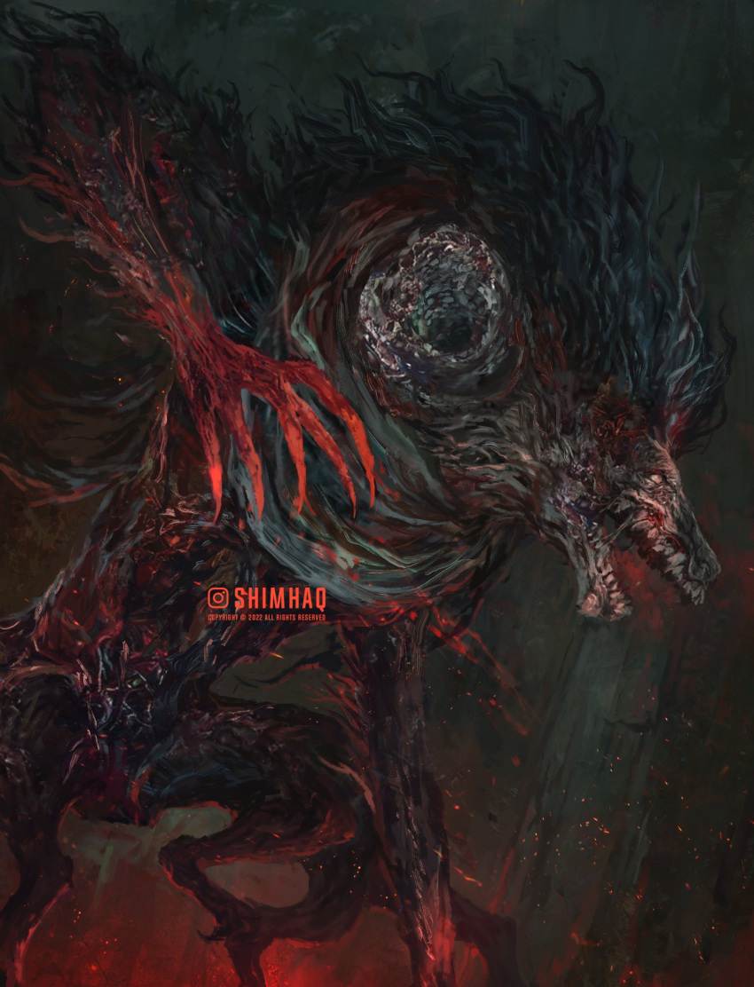 bloodborne from_side highres ludwig_the_accursed monster no_humans shimhaq signature solo