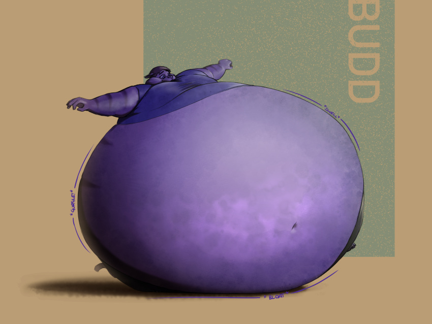 4:3 anthro belly big_belly blue_body blue_fur blue_hair blueberry_inflation cheek_bulge chubby_cheeks clothed clothing domestic_cat ears_down english_text felid feline felis fur hair hi_res hyper hyper_belly hyper_inflation inflation male mammal moobs motion_lines navel phatracc pivoted_ears solo sound_effects striped_body striped_fur stripes swelling text worried