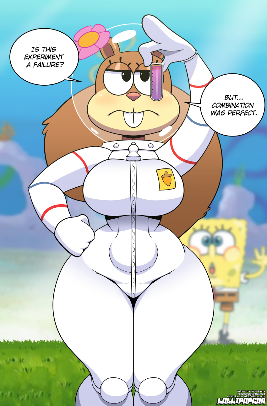 absurd_res anthro big_breasts breasts brown_body brown_fur clothed clothing female fur hi_res lollipopcon mammal nickelodeon rodent sandy_cheeks sciurid spongebob_squarepants spongebob_squarepants_(character) thick_thighs wide_hips